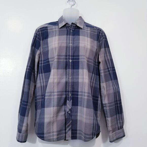7 For All Mankind Plaid Metallic Button Front Shirts - Picture 1 of 12